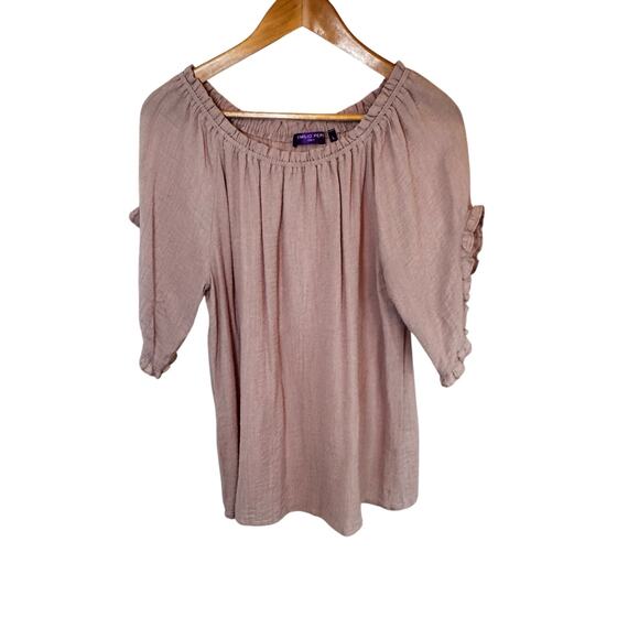EMILIO PEPE Italy Dusty Rose Pink On or Off Shoulder Blouse Top Sz L - Picture 5 of 11